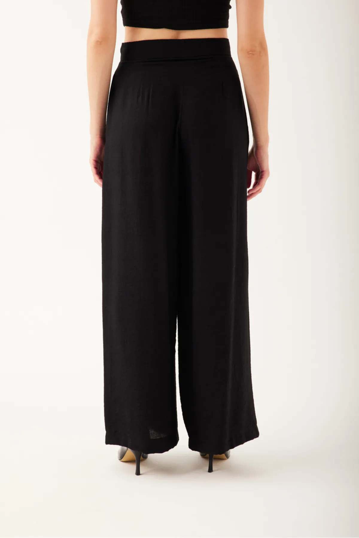 Krem - Heystil Pileli Kadın Palazzo Pantolon - Görsel 4