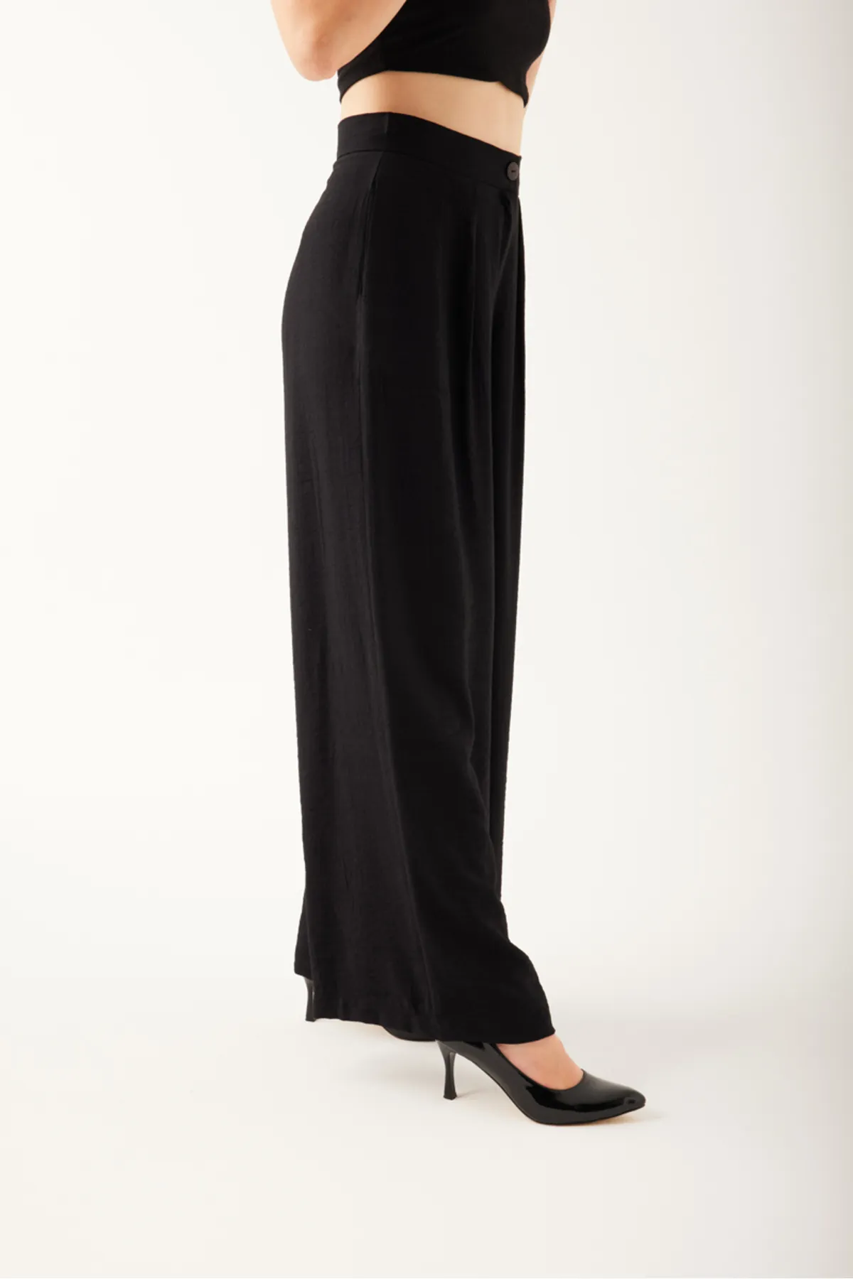 Krem - Heystil Pileli Kadın Palazzo Pantolon - Görsel 3