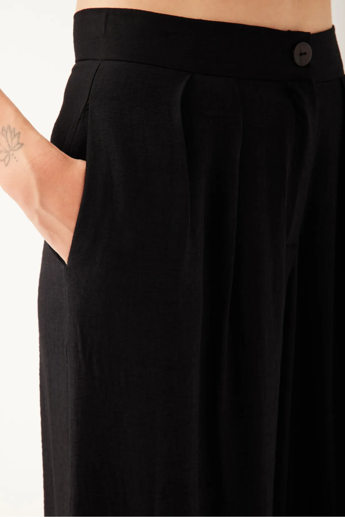 Krem - Heystil Pileli Kadın Palazzo Pantolon - Görsel 2