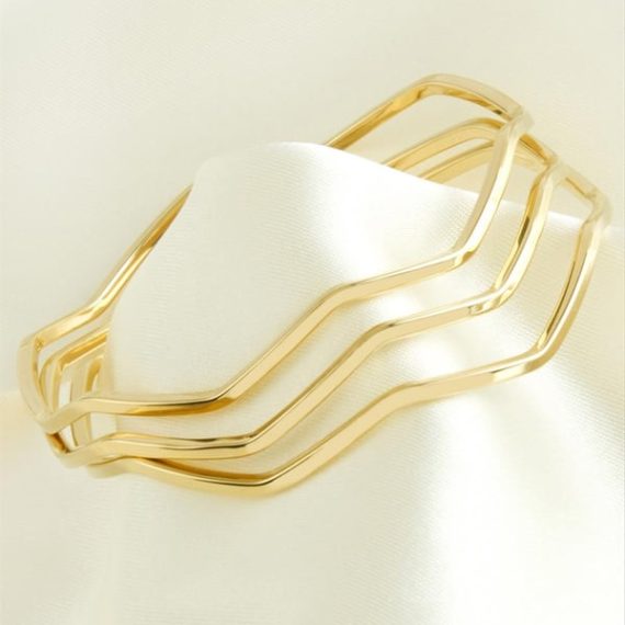 3 Adet Zikzak Ajda Lüks Çelik Bilezik 2 mm